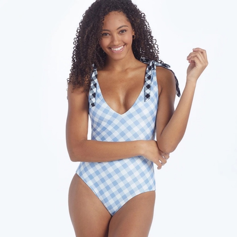 Summersalt Swimsuit The Tie Backflip - Gingham in Cloud *NEW*